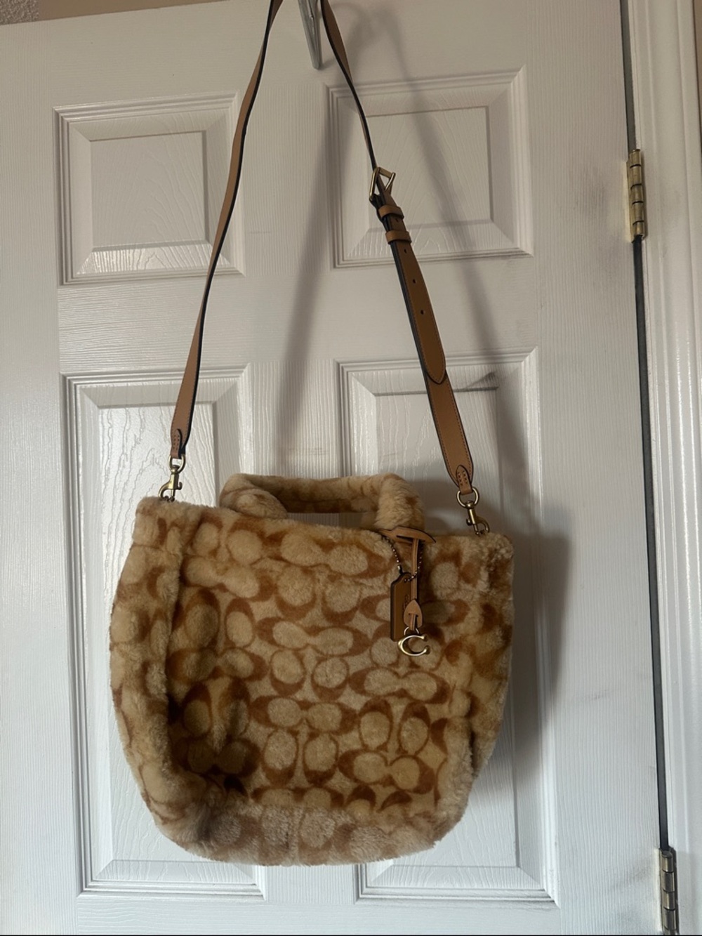 Coach Tan Shearling Signature Tote